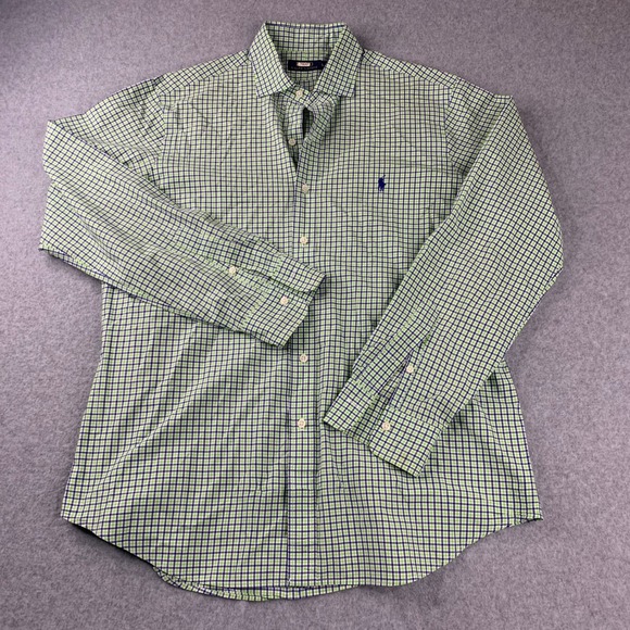 Polo Ralph Lauren Other - Polo Ralph Lauren Button Down Men L Green Navy Gingham Check Long Sleeve Shirt